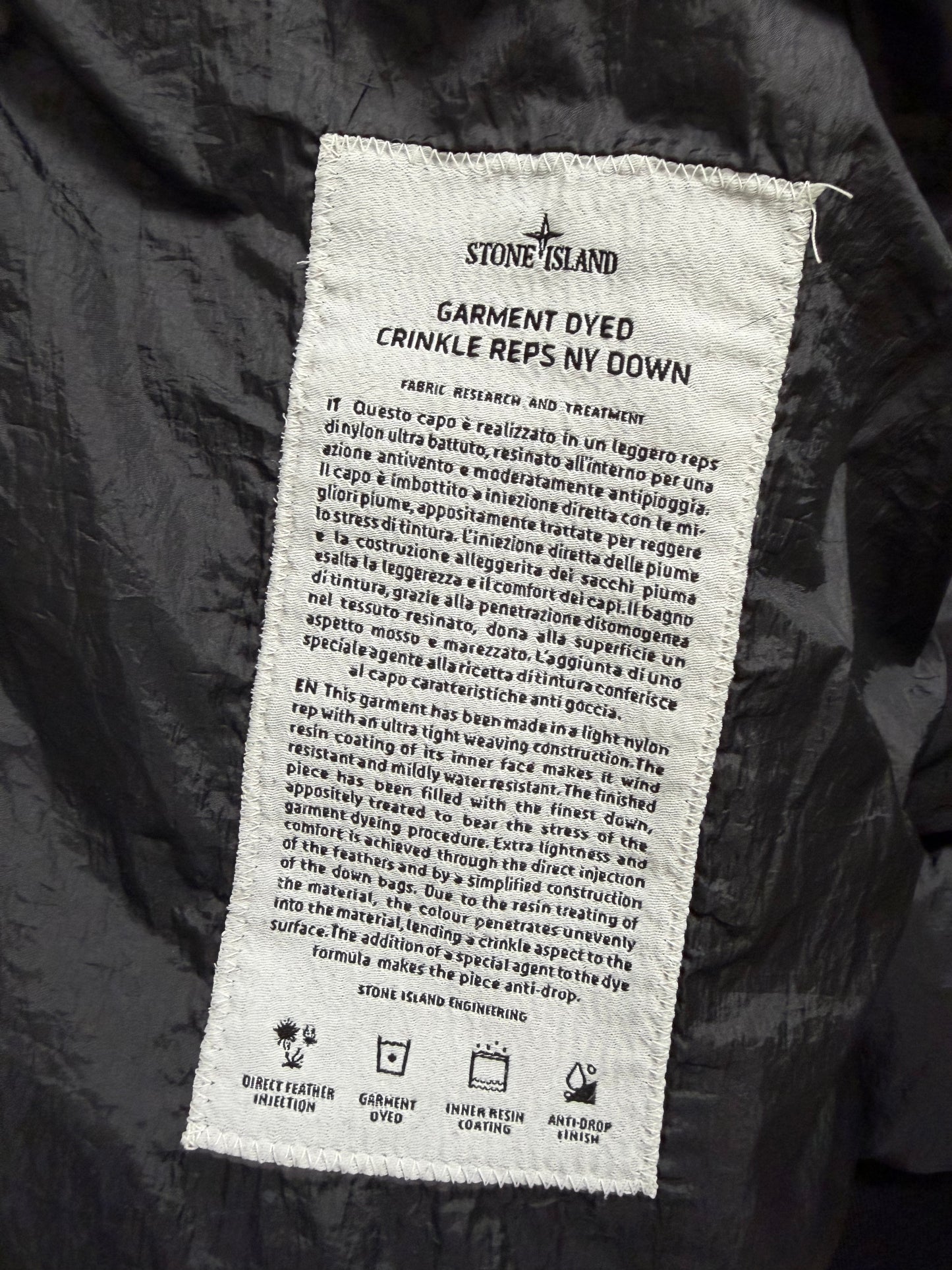 Stone Island GARMENT DYED CRINKLE REPS NY DOWN-TC Taglia XL