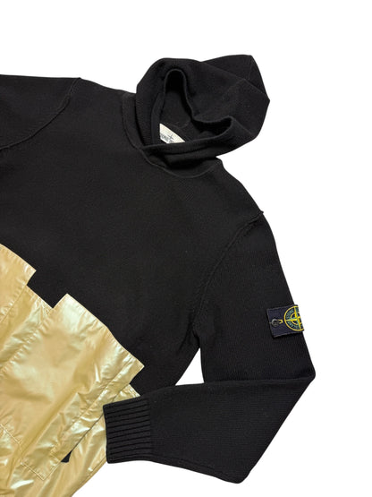 Stone Island Maglione Con Cappuccio Nero Iridescent Coating Tela Reflex Taglia M