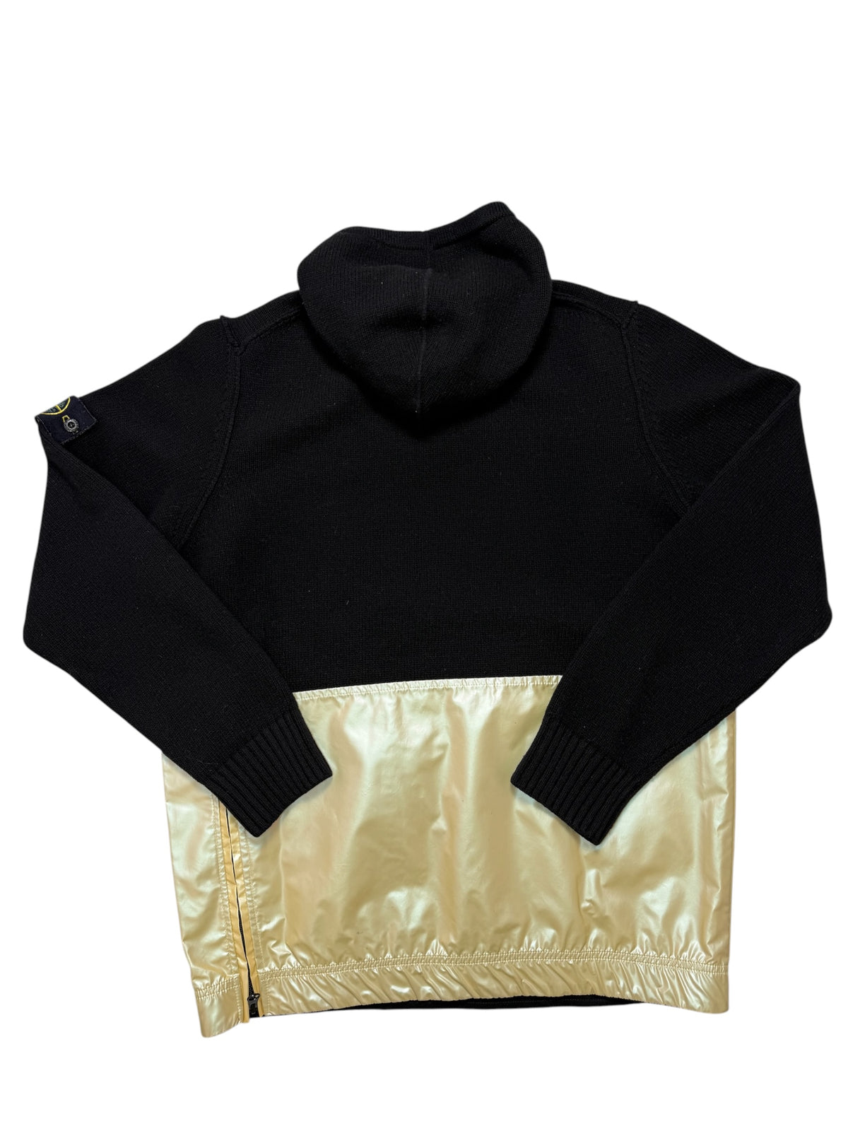 Stone Island Maglione Con Cappuccio Nero Iridescent Coating Tela Reflex Taglia M