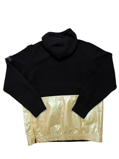 Stone Island Maglione Con Cappuccio Nero Iridescent Coating Tela Reflex Taglia M