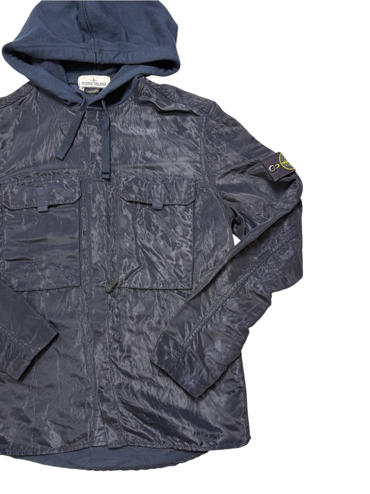 Stone Island 2016 Nylon Metal Felpa Cargo Pocket Blu Scuro Taglia L