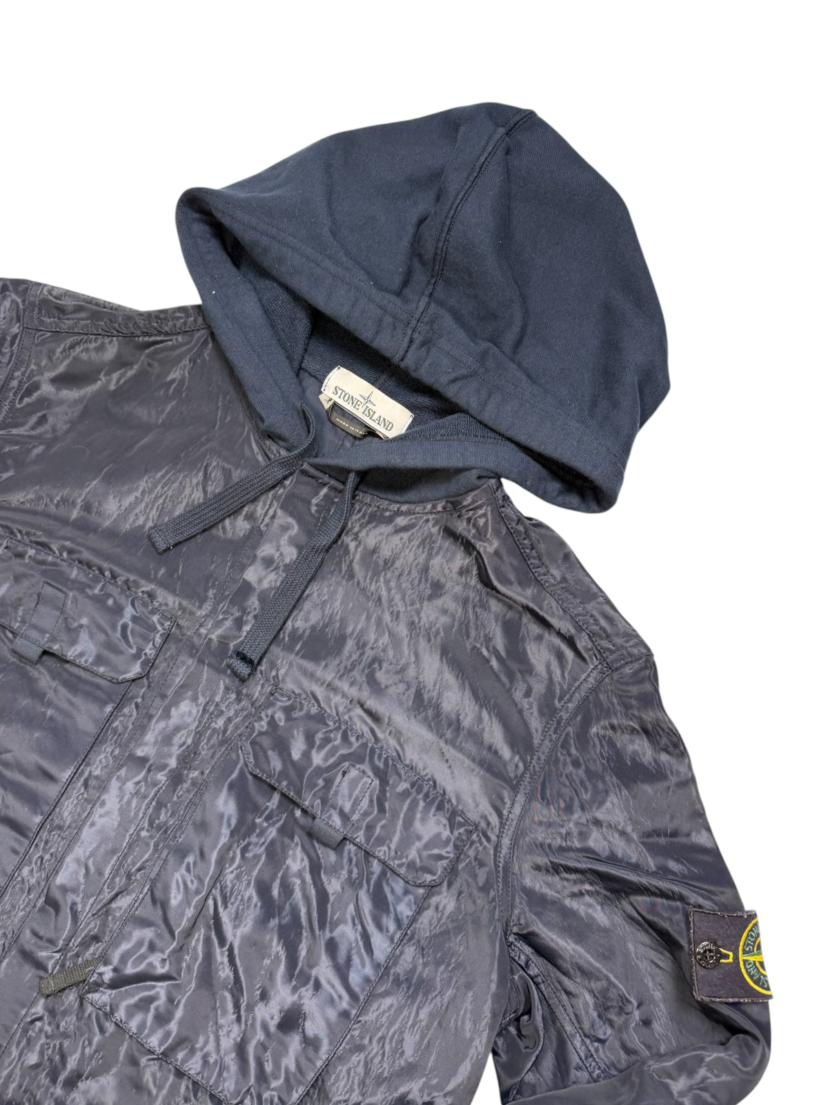 Stone Island 2016 Nylon Metal Felpa Cargo Pocket Blu Scuro Taglia L