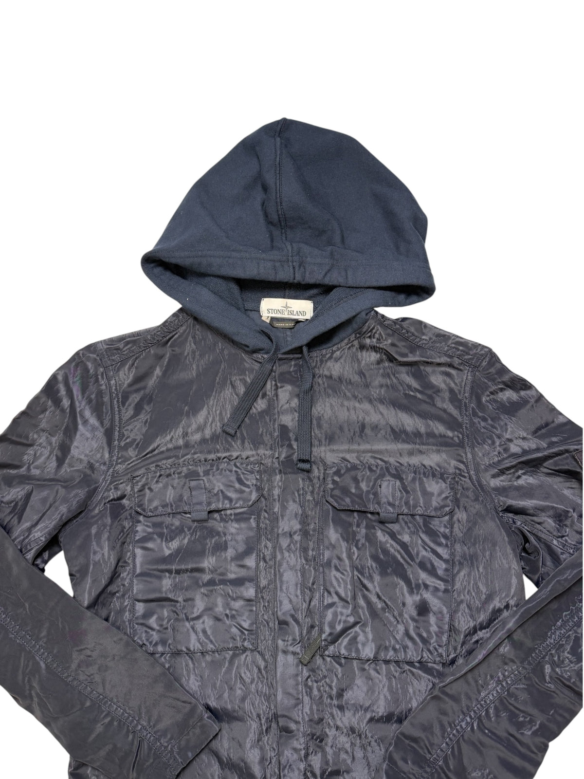 Stone Island 2016 Nylon Metal Felpa Cargo Pocket Blu Scuro Taglia L