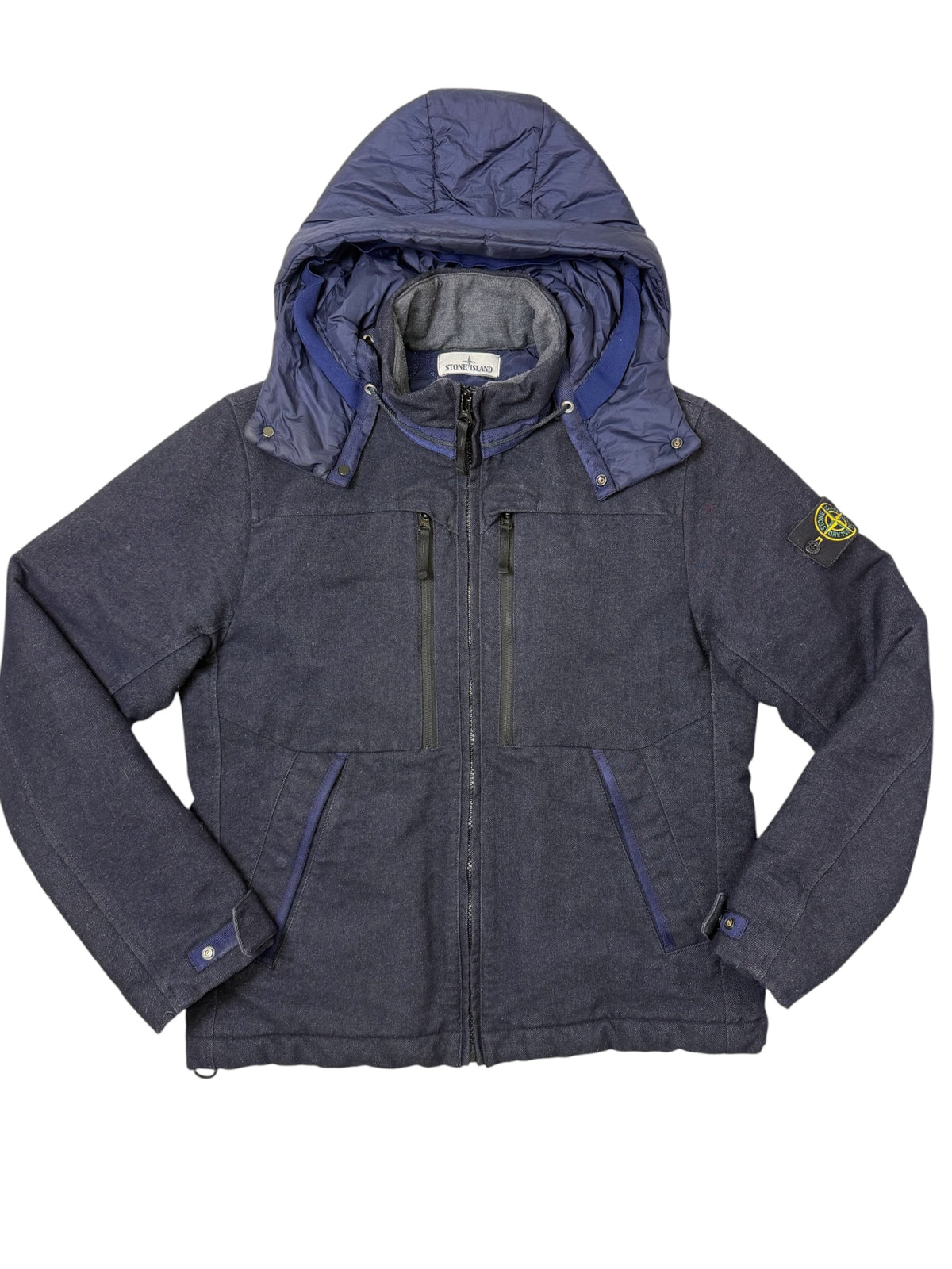 Stone Island Saia Doppia Faccia Blu Navy Cappuccio Removibile Taglia L