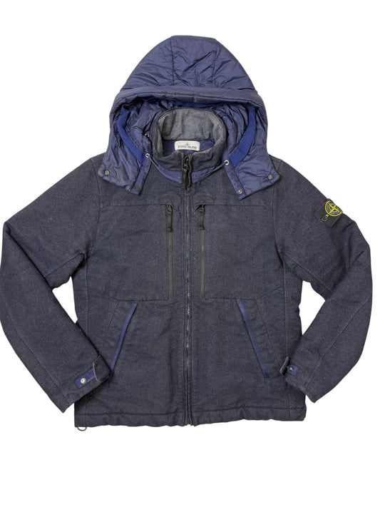 Stone Island Saia Doppia Faccia Blu Navy Cappuccio Removibile Taglia L