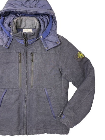 Stone Island Saia Doppia Faccia Blu Navy Cappuccio Removibile Taglia L