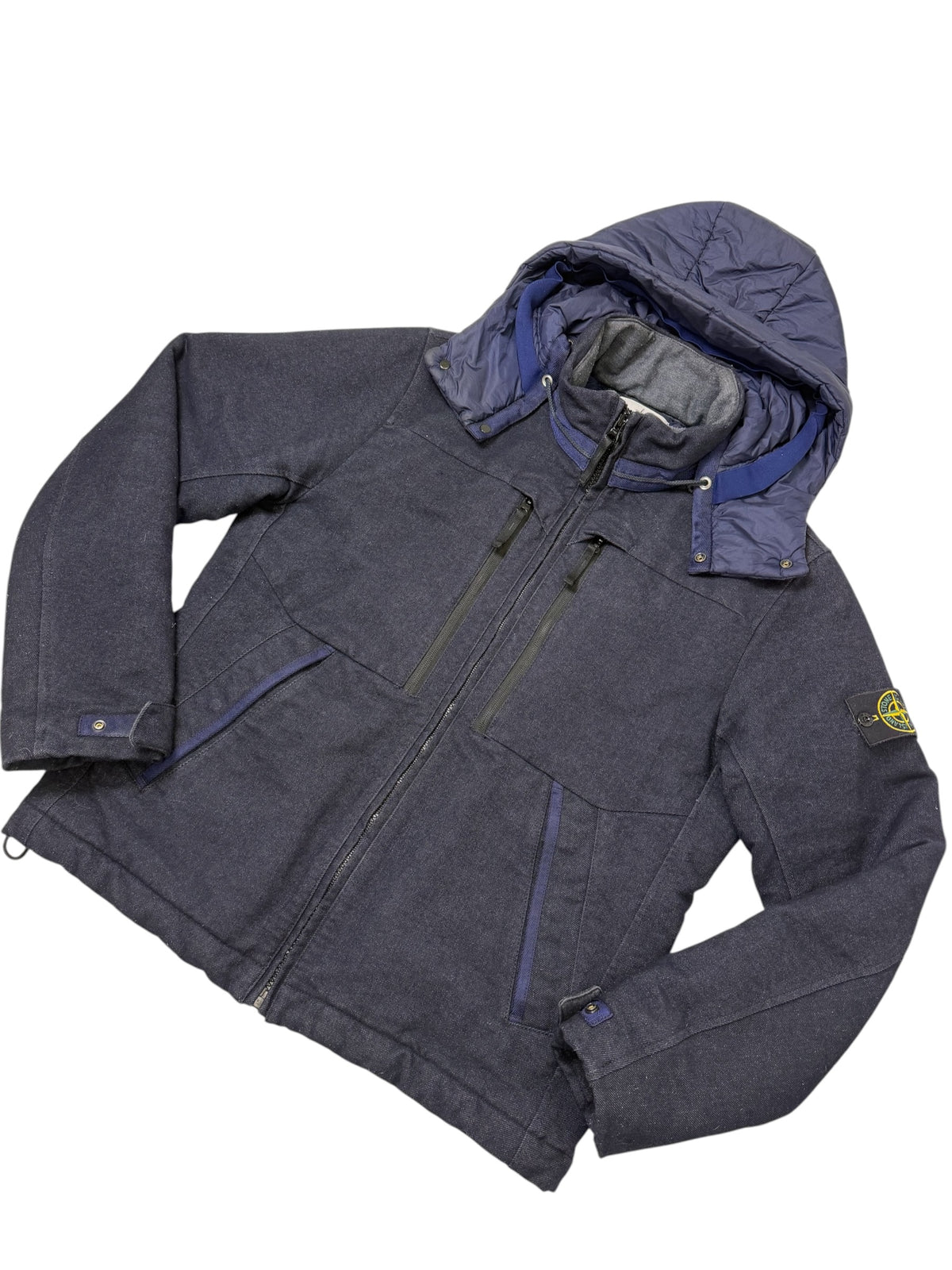 Stone Island Saia Doppia Faccia Blu Navy Cappuccio Removibile Taglia L
