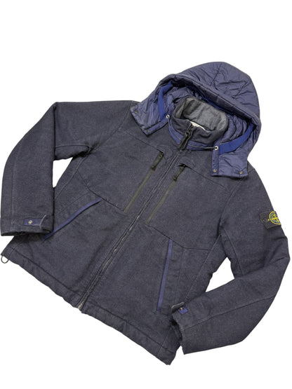 Stone Island Saia Doppia Faccia Blu Navy Cappuccio Removibile Taglia L