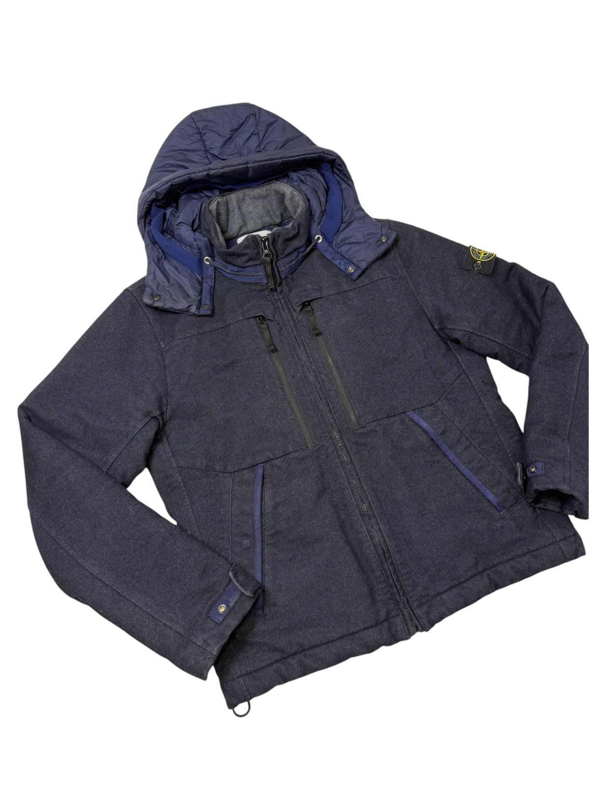 Stone Island Saia Doppia Faccia Blu Navy Cappuccio Removibile Taglia L