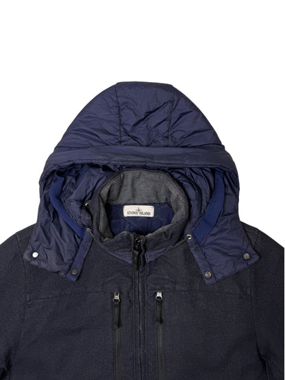 Stone Island Saia Doppia Faccia Blu Navy Cappuccio Removibile Taglia L