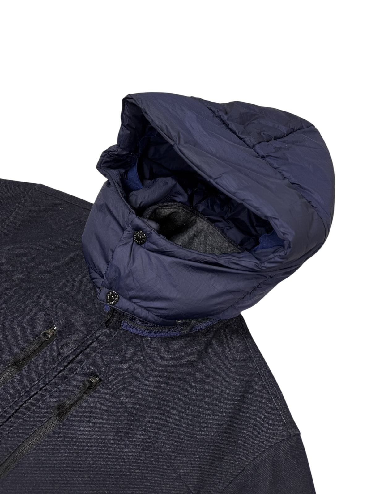 Stone Island Saia Doppia Faccia Blu Navy Cappuccio Removibile Taglia L