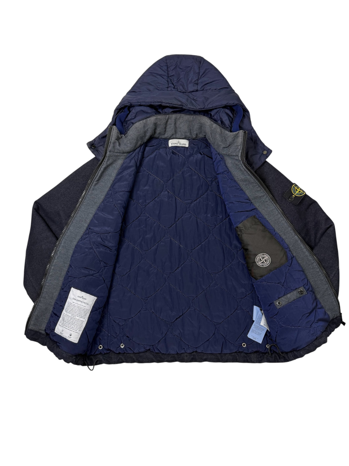 Stone Island Saia Doppia Faccia Blu Navy Cappuccio Removibile Taglia L