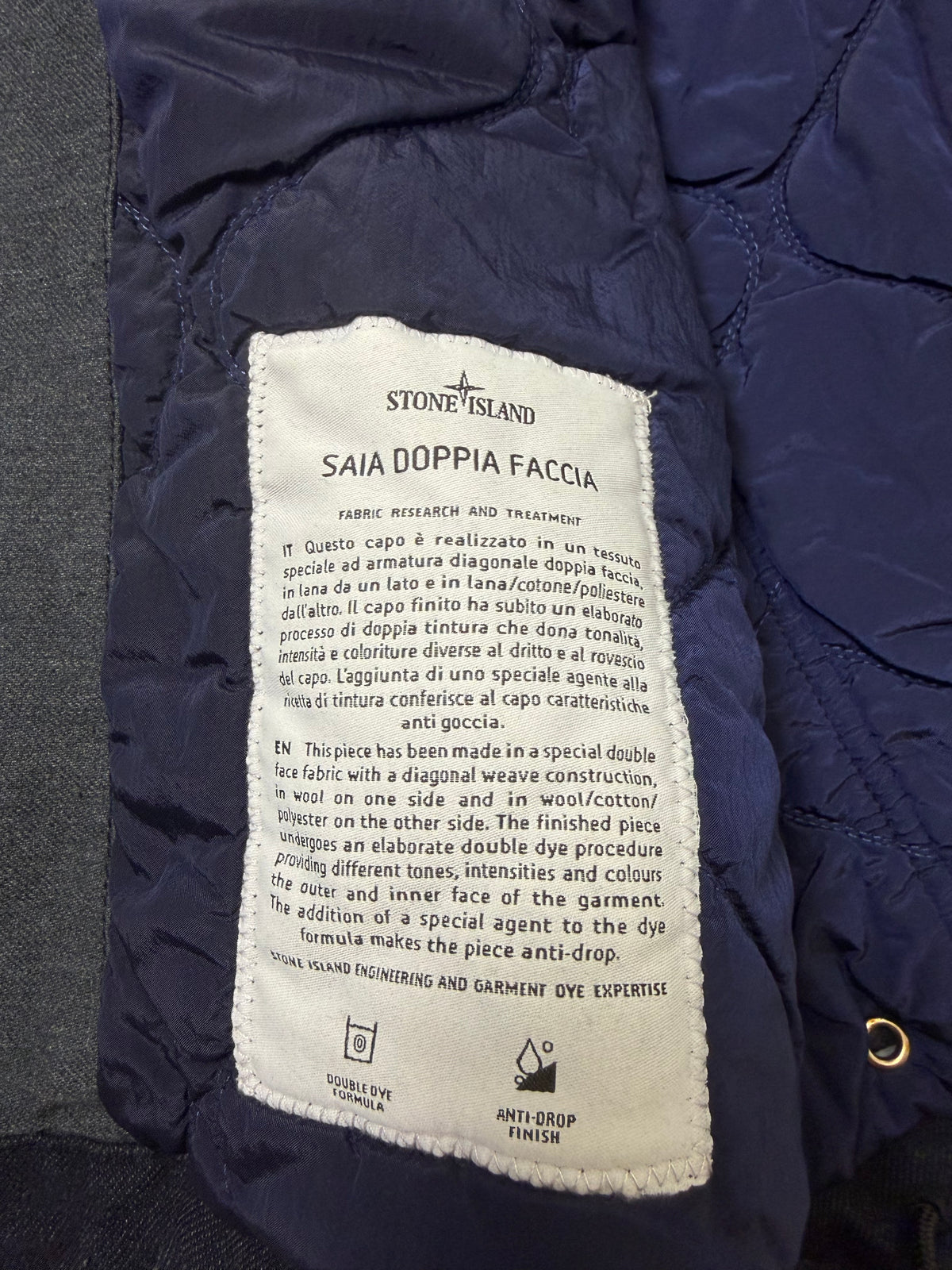Stone Island Saia Doppia Faccia Blu Navy Cappuccio Removibile Taglia L