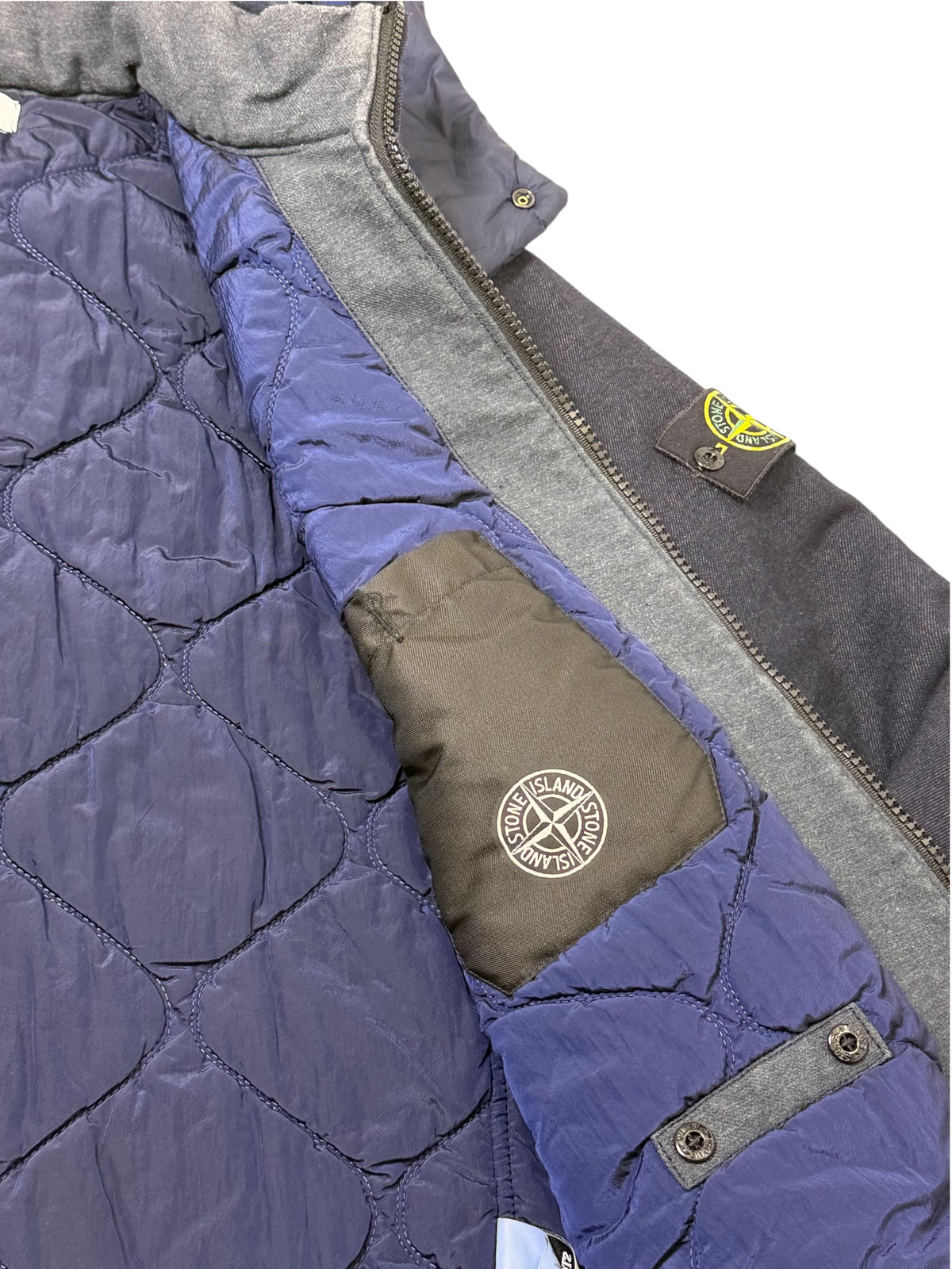 Stone Island Saia Doppia Faccia Blu Navy Cappuccio Removibile Taglia L