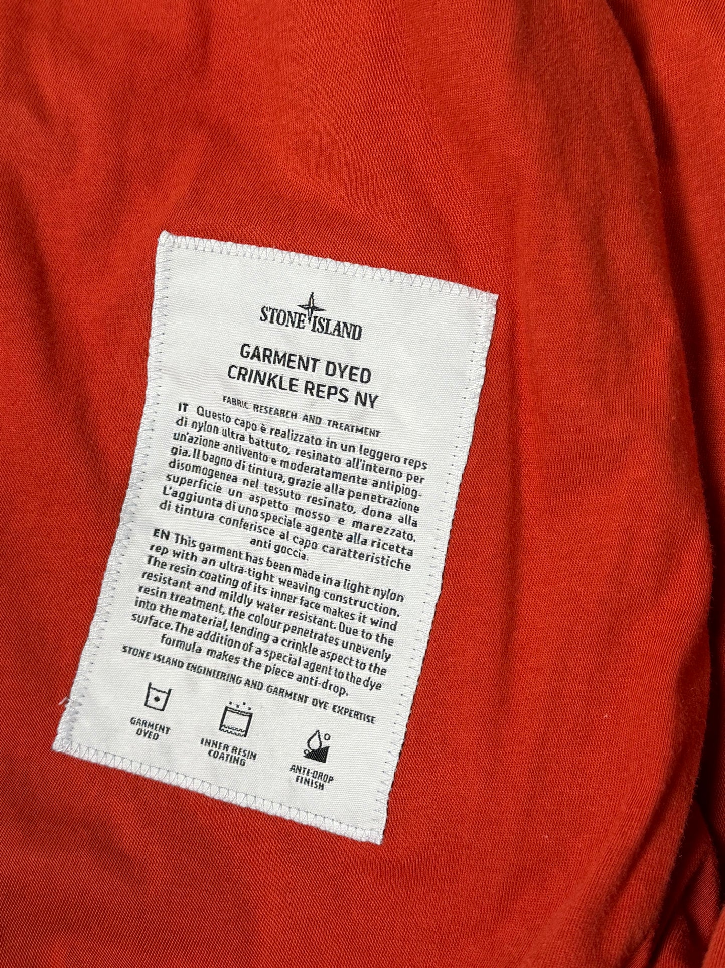 Stone Island Red Garment Dyed Crinkle Reps NY Jacket Taglia S