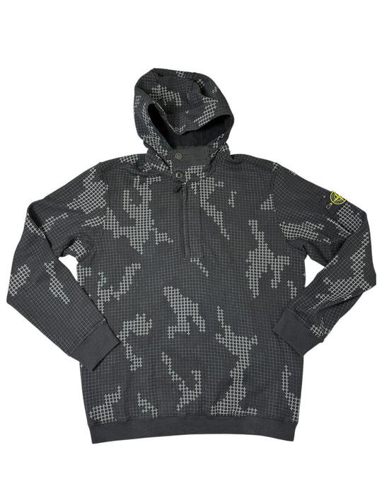 Stone Island 2017 Felpa Con Cappuccio Cerniera a 1/4 Mimetica In Taglia XL