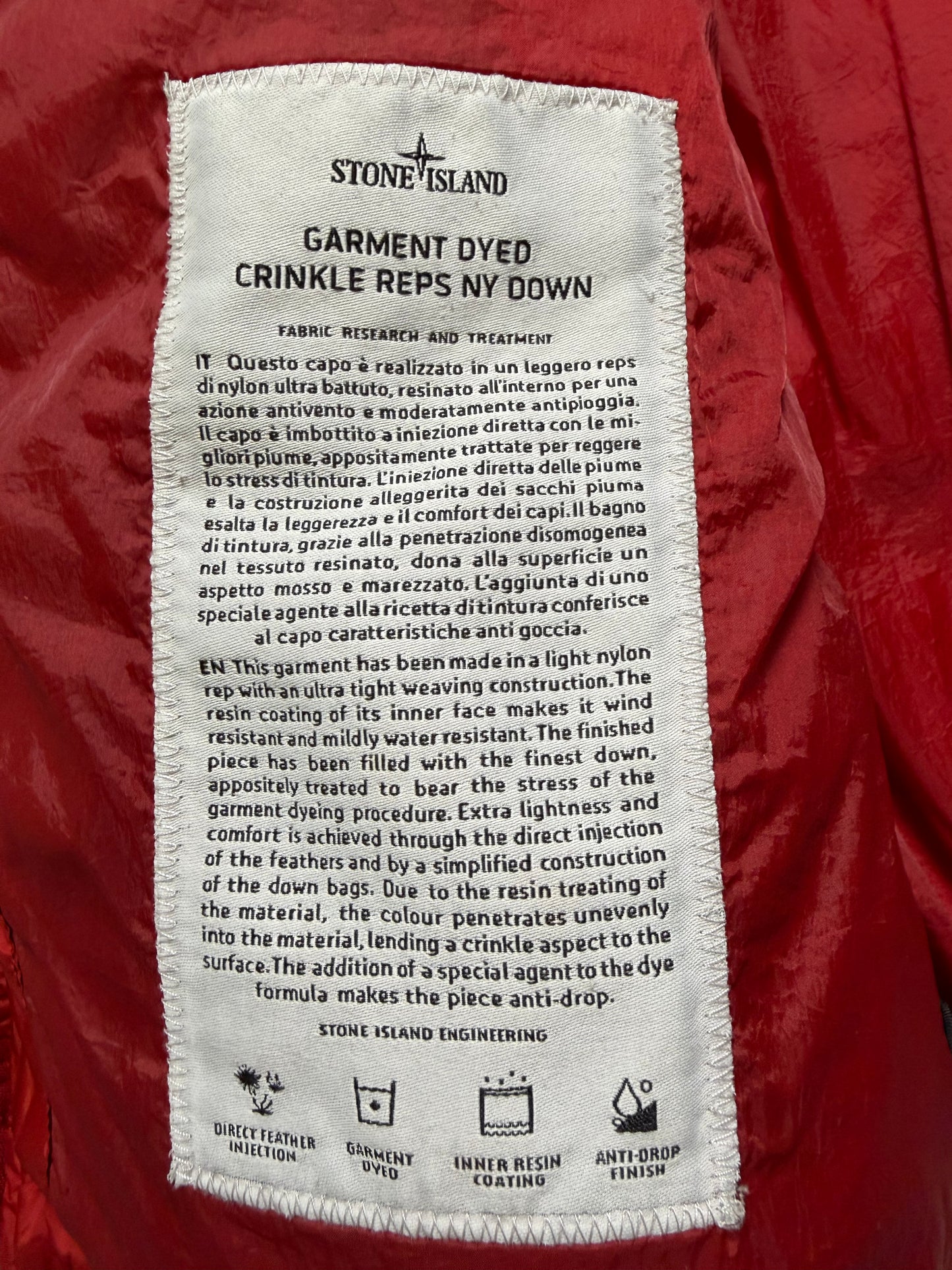 Stone Island Garment Dyed Crinkle Reps ny Down Taglia M