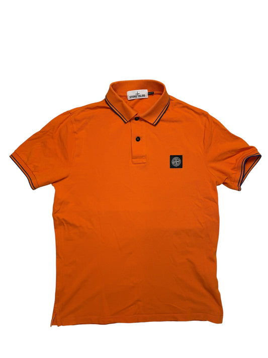 Stone Island Polo Taglia M color Arancione bordi Blu