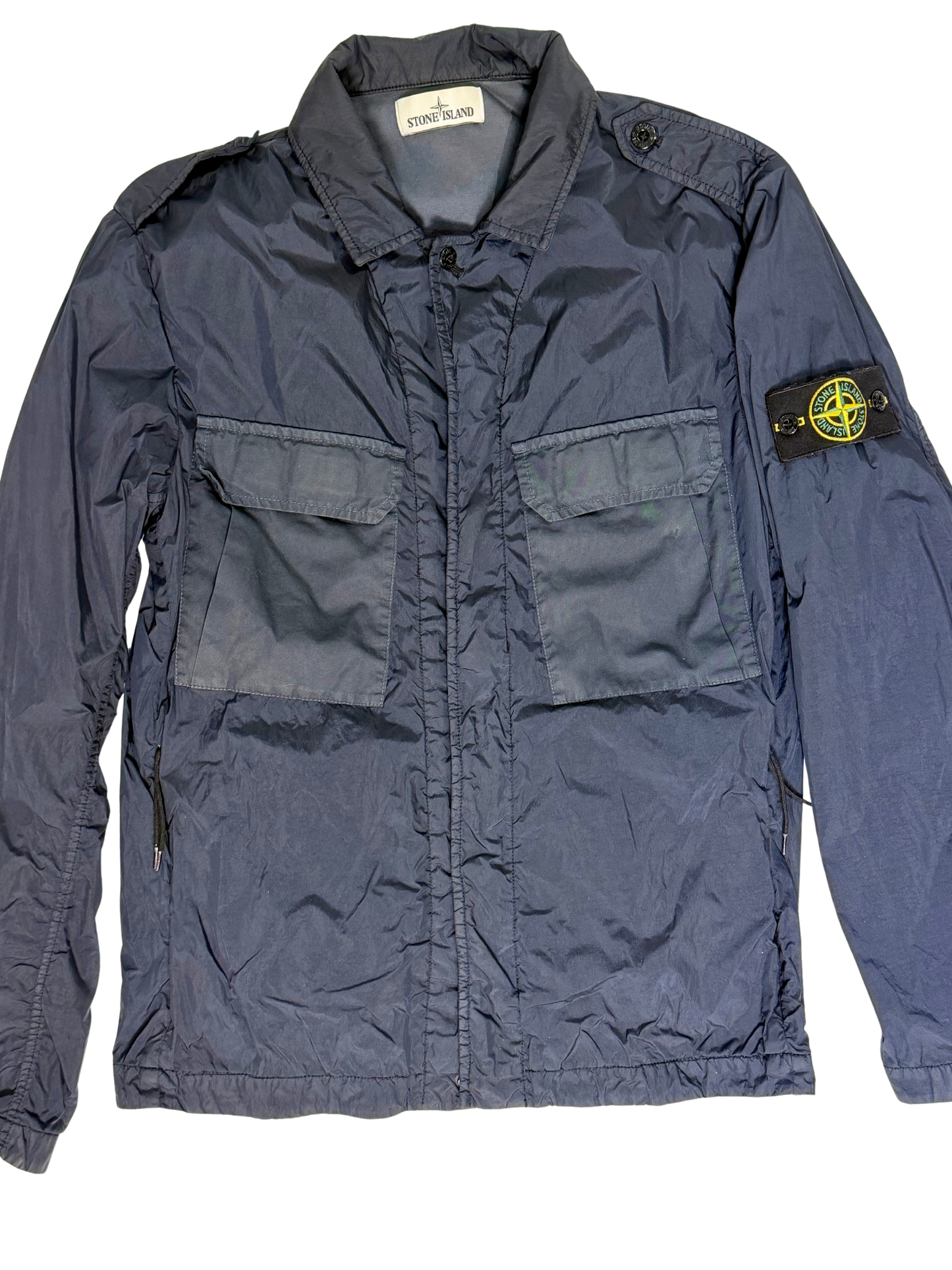 Stone Island Jacket Blue Garment Dyed Crinkle Reps Ny Taglia M