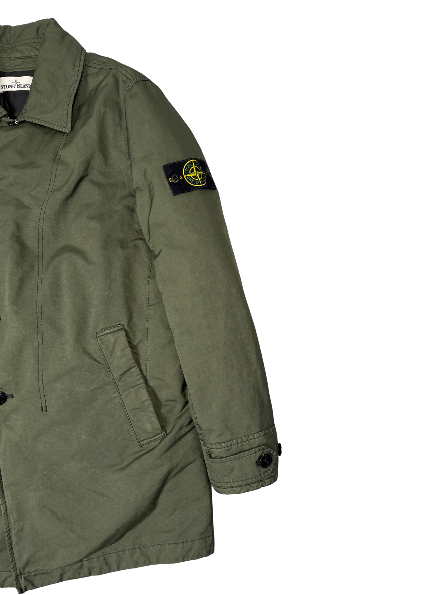 Stone Island David-TC With Primaloft Insulation Technology Quilted Trench Coat Green Taglia M