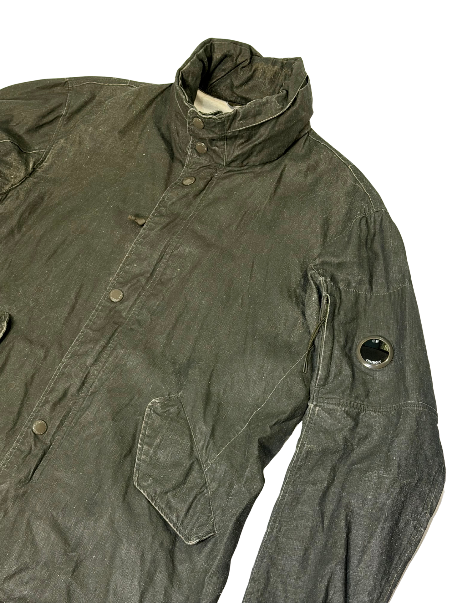 C.P. Company Green Plated Linen military issue tender Taglia L/XL