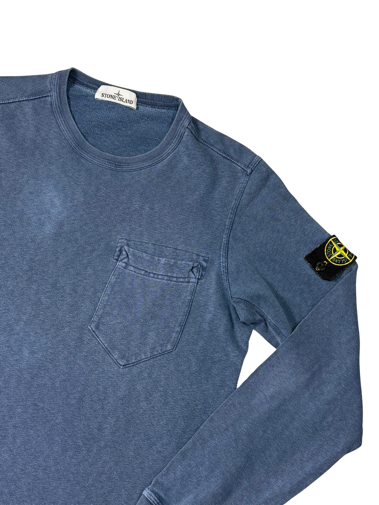 Stone Island Felpa Girocollo Con Tasca Frontale Blue Taglia M S/S 18
