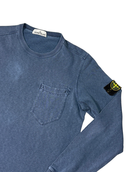 Stone Island Felpa Girocollo Con Tasca Frontale Blue Taglia M S/S 18