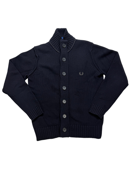 Fred Perry Cardigan 80% Lana Taglia M Blu Navy