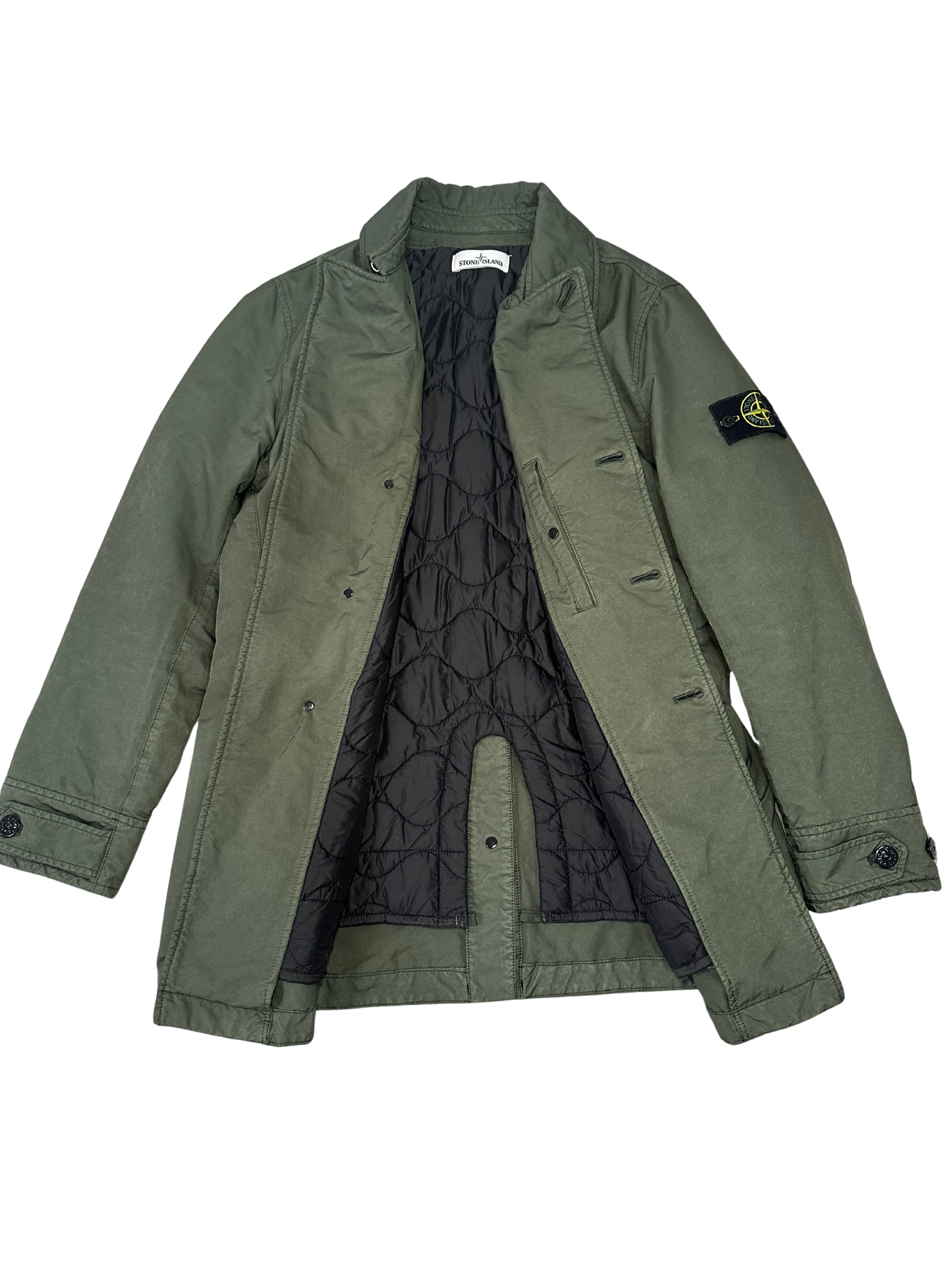 Stone Island David-TC With Primaloft Insulation Technology Quilted Trench Coat Green Taglia M