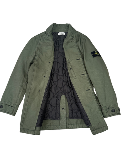 Stone Island David-TC With Primaloft Insulation Technology Quilted Trench Coat Green Taglia M