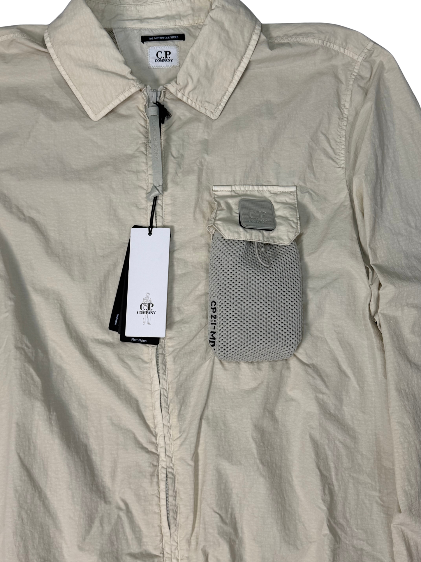 C.P.Company Overshirt Flatt Nylon Garment Dyeing Avorio