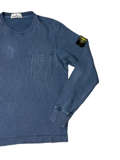 Stone Island Felpa Girocollo Con Tasca Frontale Blue Taglia M S/S 18
