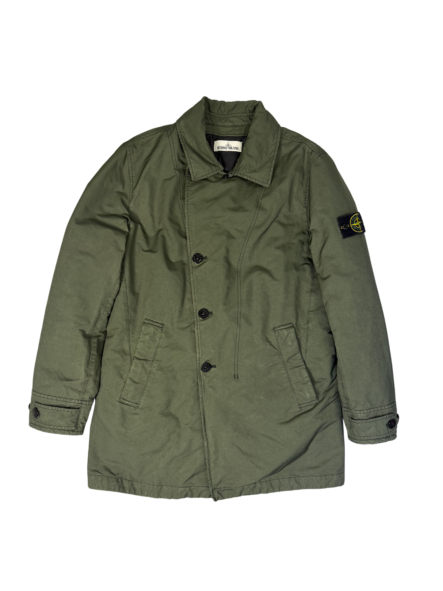 Stone Island David-TC With Primaloft Insulation Technology Quilted Trench Coat Green Taglia M