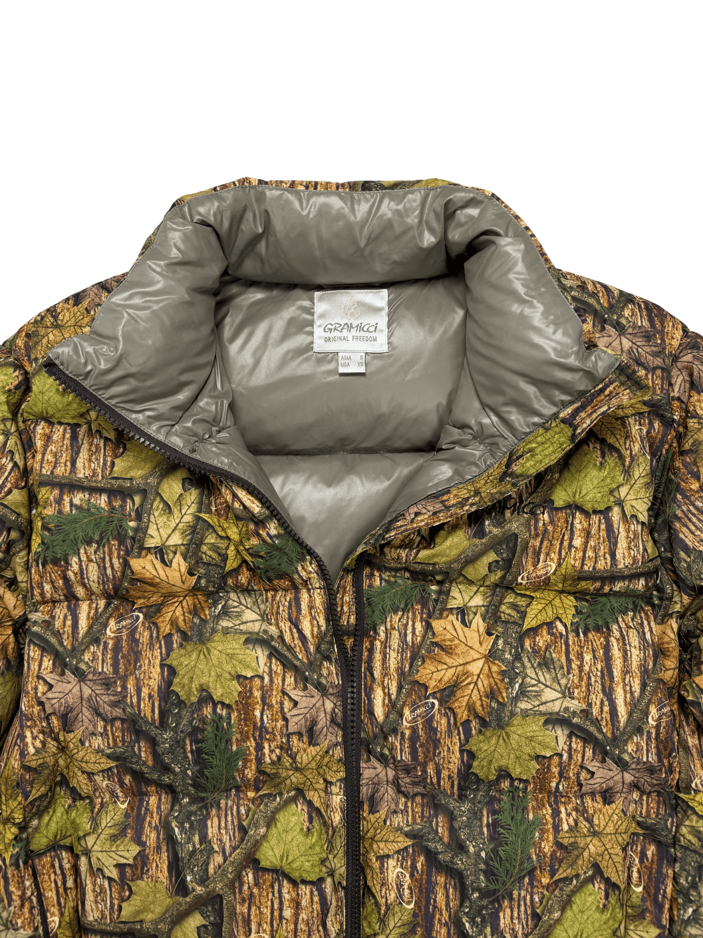 GRAMICCI Down Puffer Jacket Leaf Camo Taglia XS