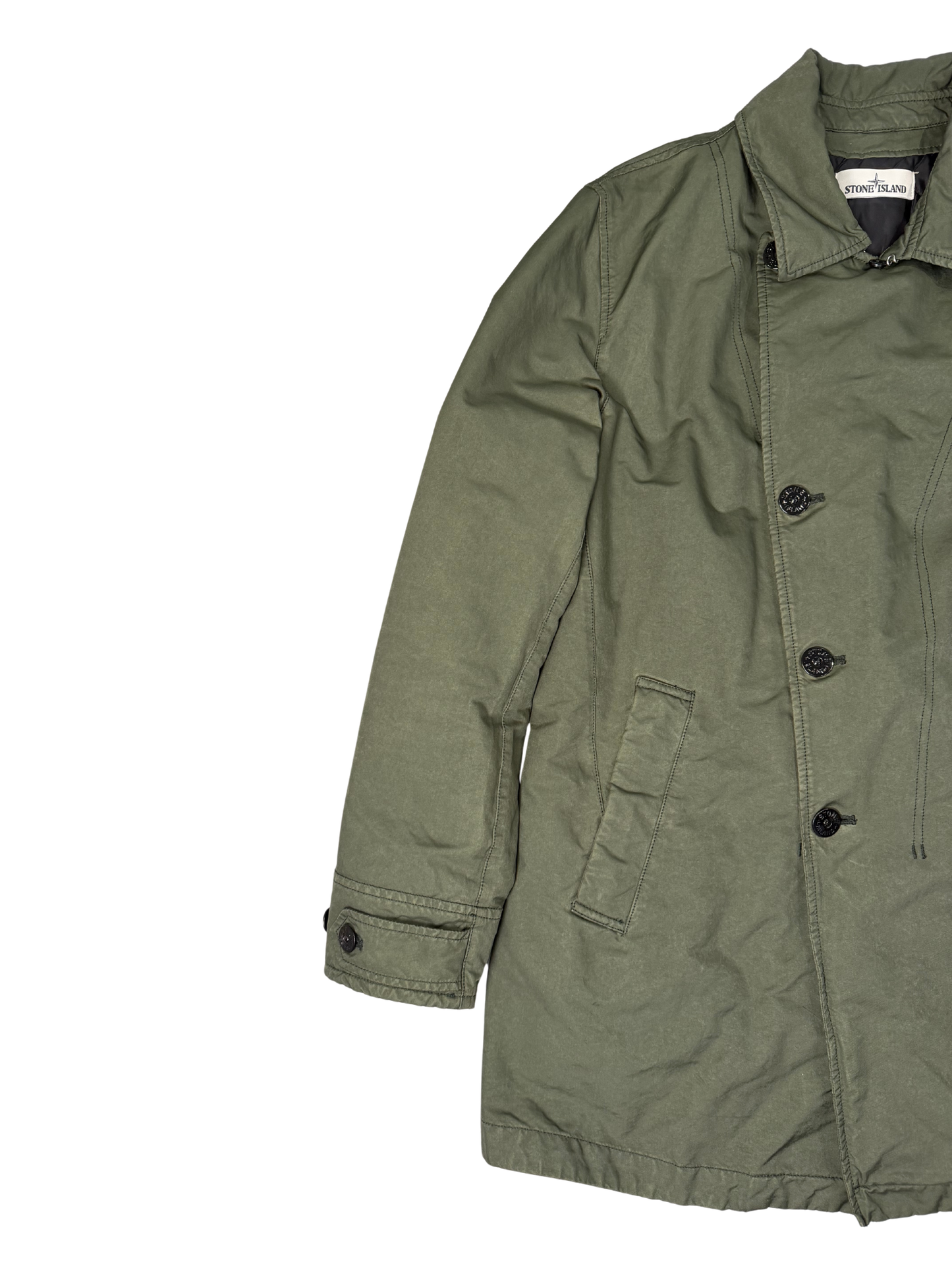 Stone Island David-TC With Primaloft Insulation Technology Quilted Trench Coat Green Taglia M