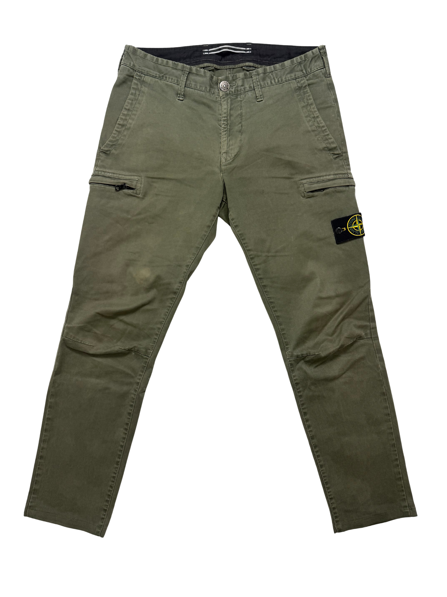 Stone Island Pantaloni Cargo Verde Militare Taglia 31