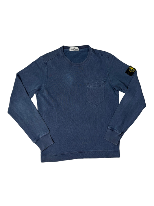 Stone Island Felpa Girocollo Con Tasca Frontale Blue Taglia M S/S 18