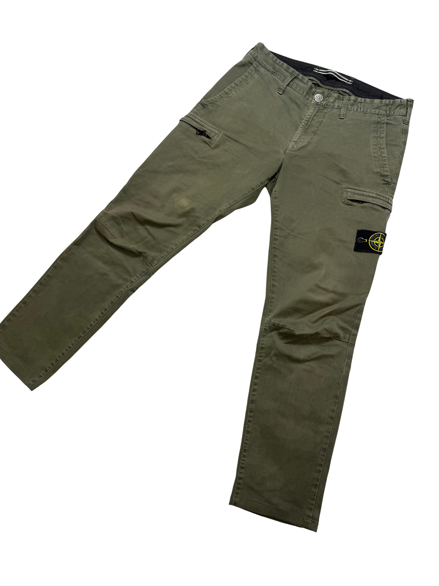 Stone Island Pantaloni Cargo Verde Militare Taglia 31