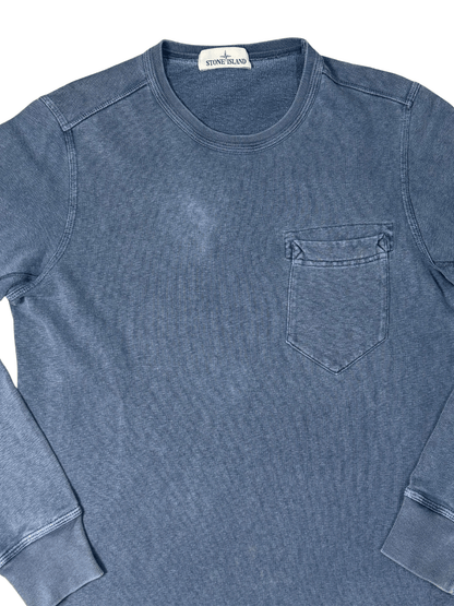 Stone Island Felpa Girocollo Con Tasca Frontale Blue Taglia M S/S 18
