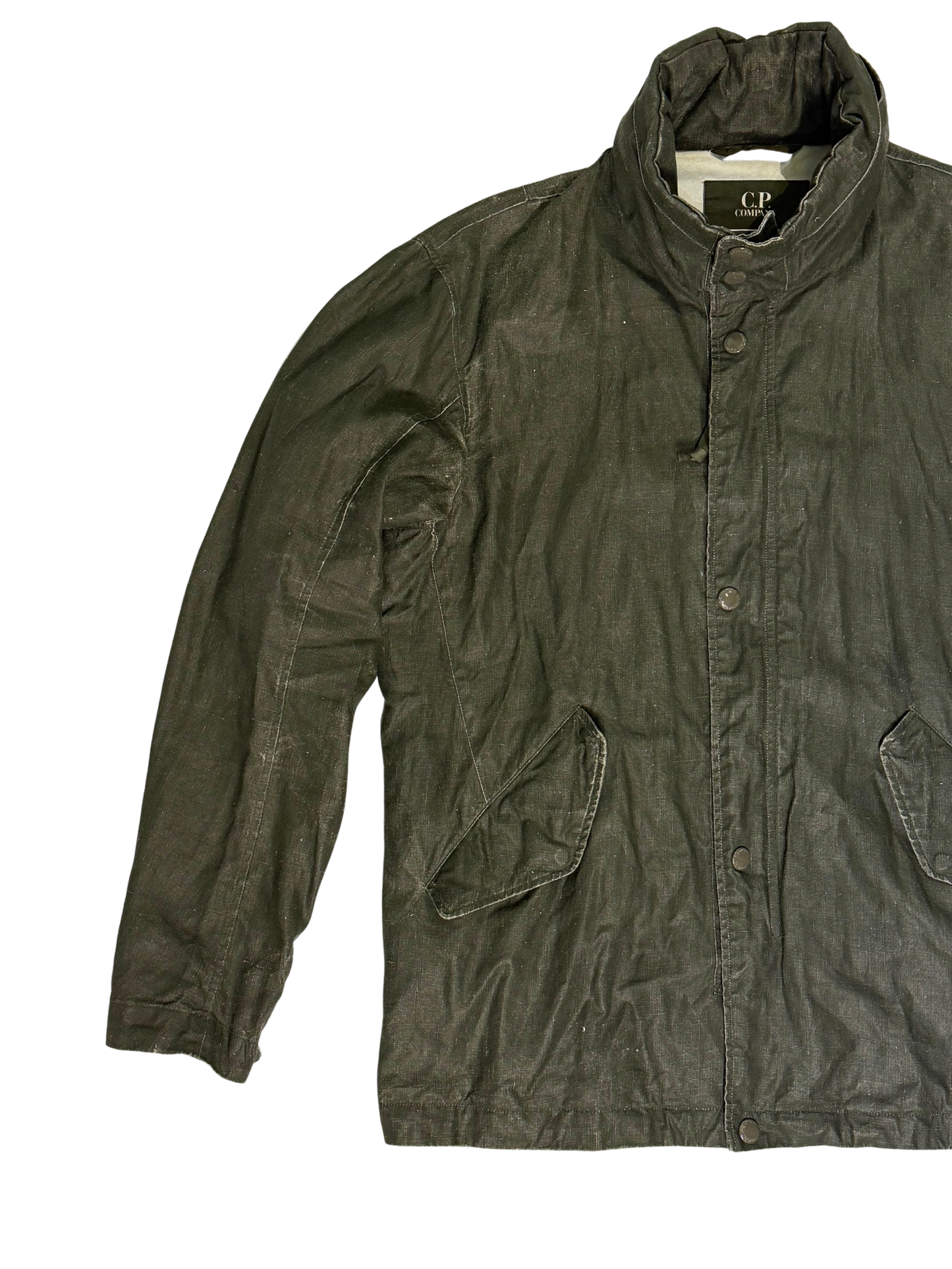 C.P. Company Green Plated Linen military issue tender Taglia L/XL
