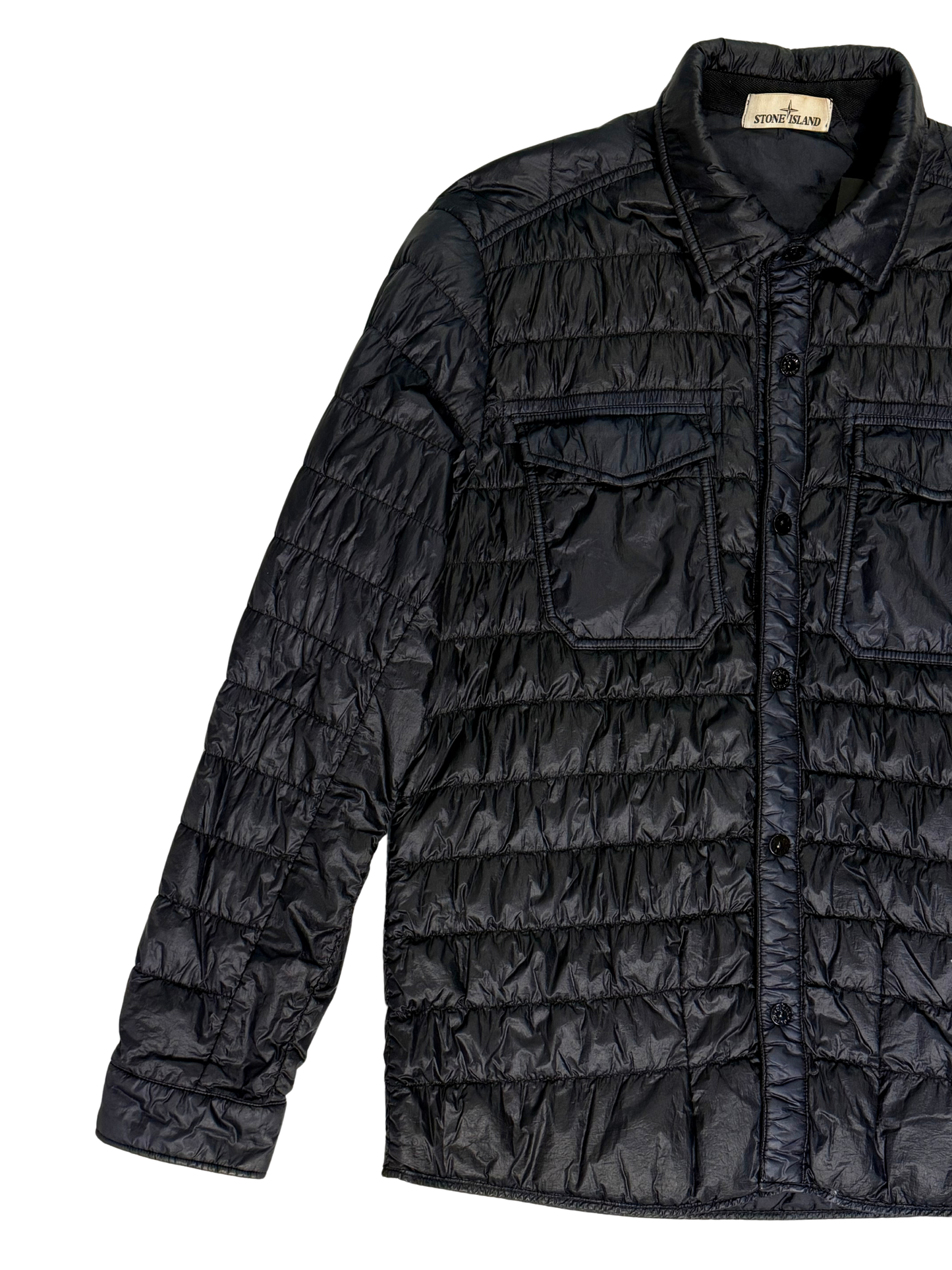 Stone Island Blue Navy Quilted Puffer Overshirt Jacket Blue navy Taglia XXL