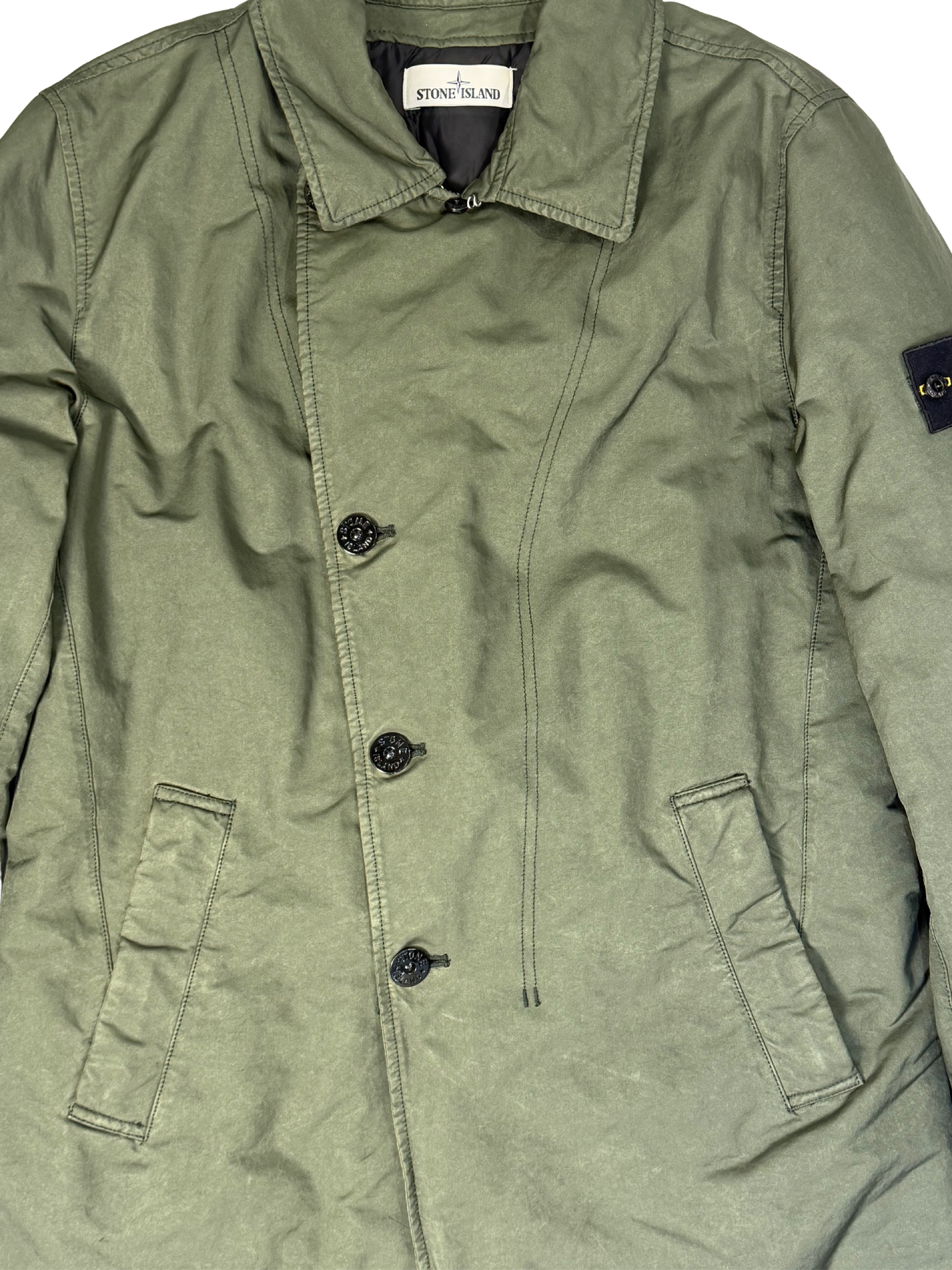 Stone Island David-TC With Primaloft Insulation Technology Quilted Trench Coat Green Taglia M