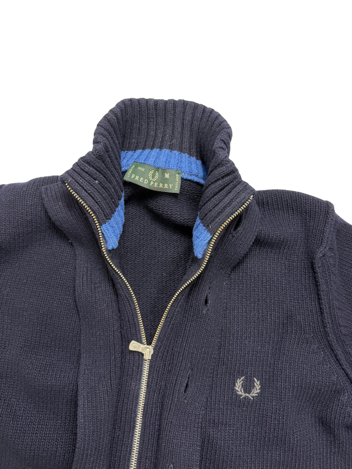 Fred Perry Cardigan 80% Lana Taglia M Blu Navy