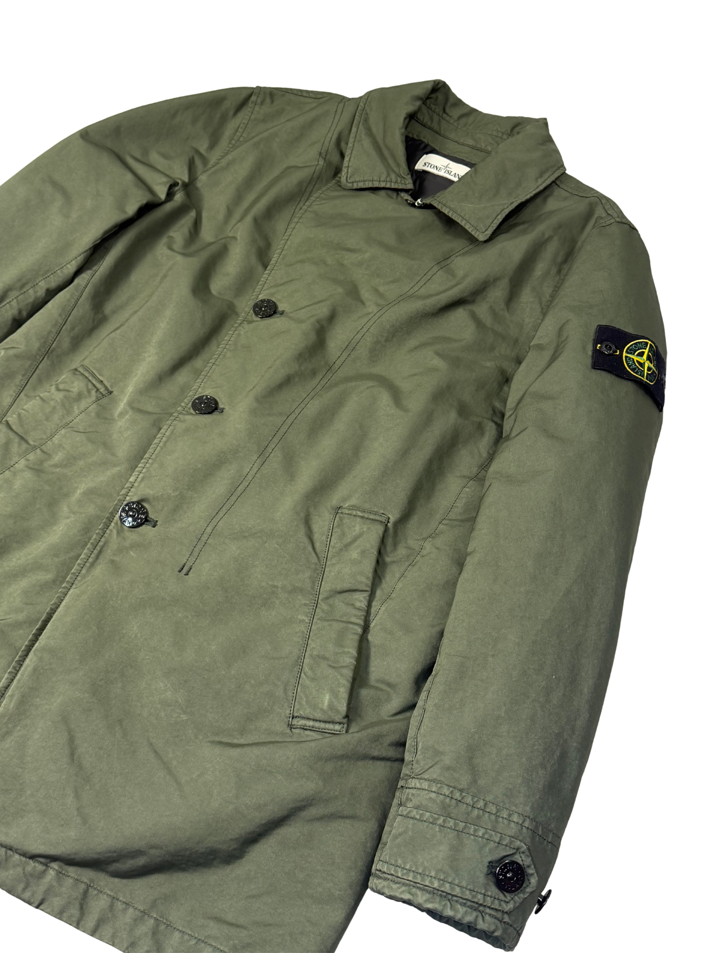 Stone Island David-TC With Primaloft Insulation Technology Quilted Trench Coat Green Taglia M