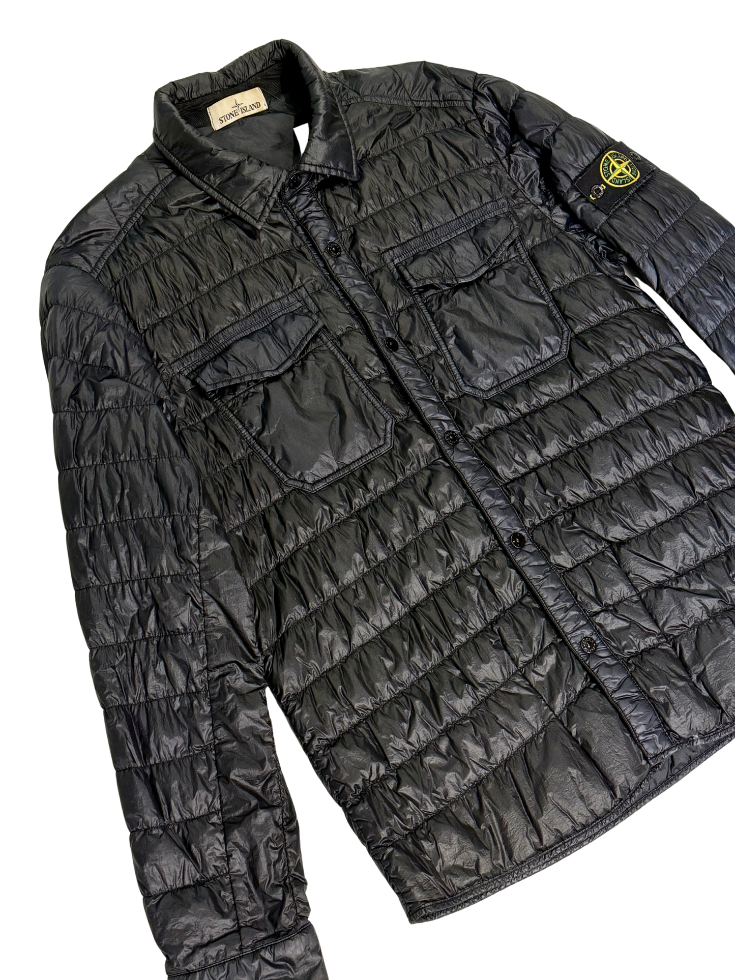 Stone Island Blue Navy Quilted Puffer Overshirt Jacket Blue navy Taglia XXL