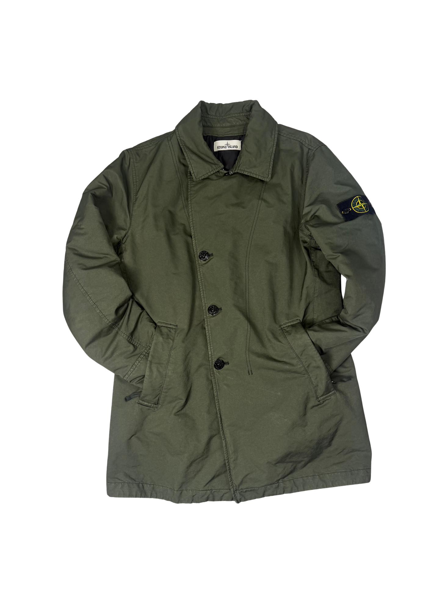 Stone Island David-TC With Primaloft Insulation Technology Quilted Trench Coat Green Taglia M
