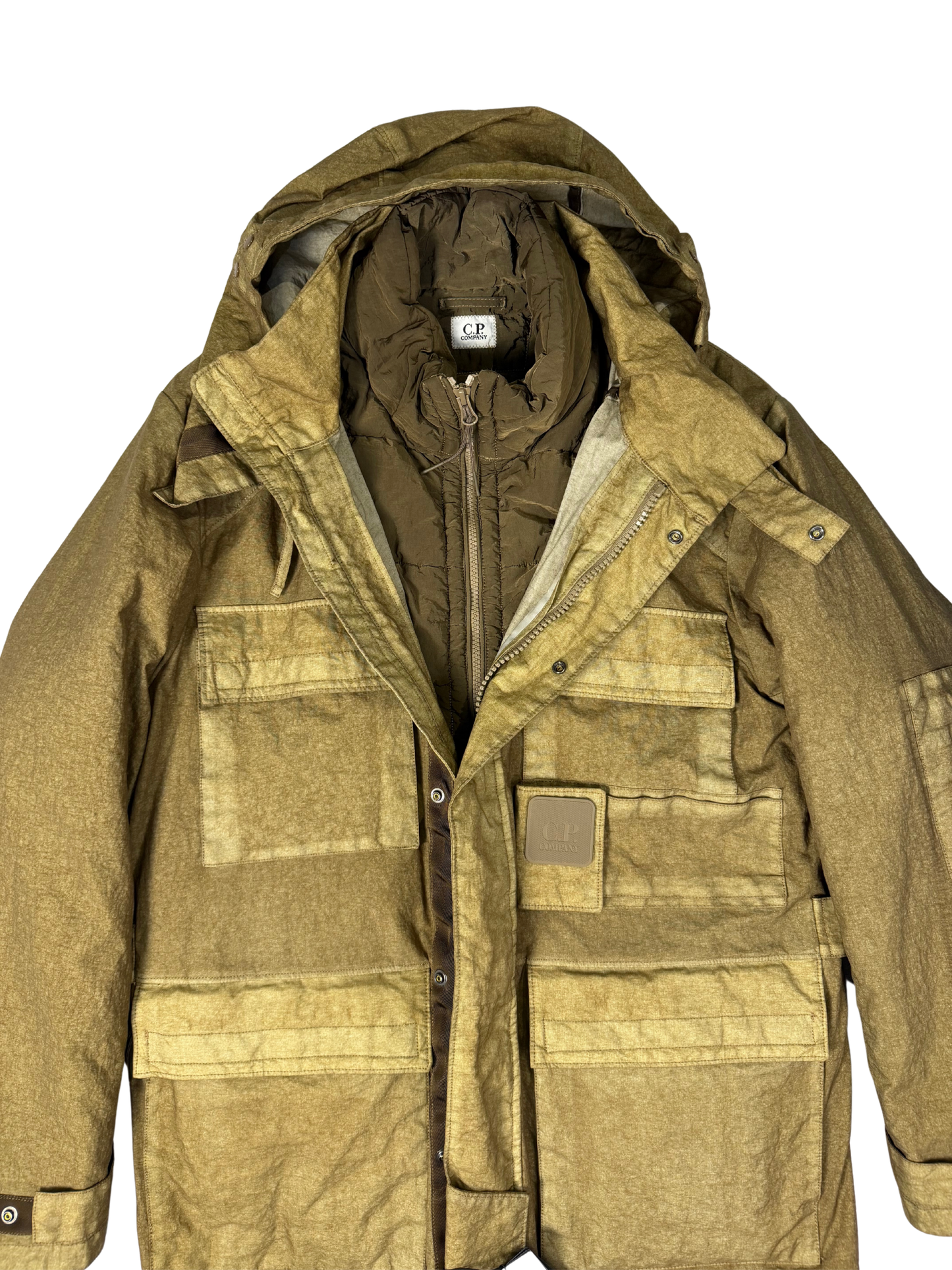 C.P. Company Metropolis Series Co-Ted Hooded 2 in 1 Jacket in Khaki