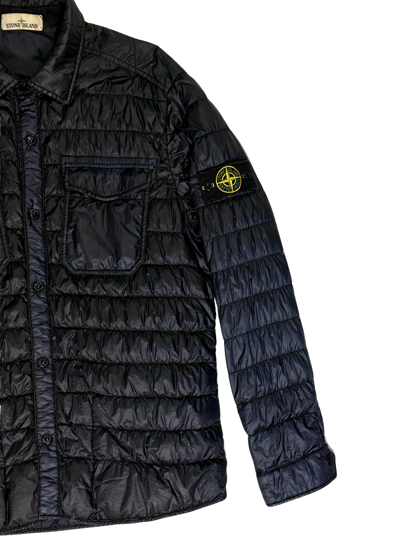 Stone Island Blue Navy Quilted Puffer Overshirt Jacket Blue navy Taglia XXL