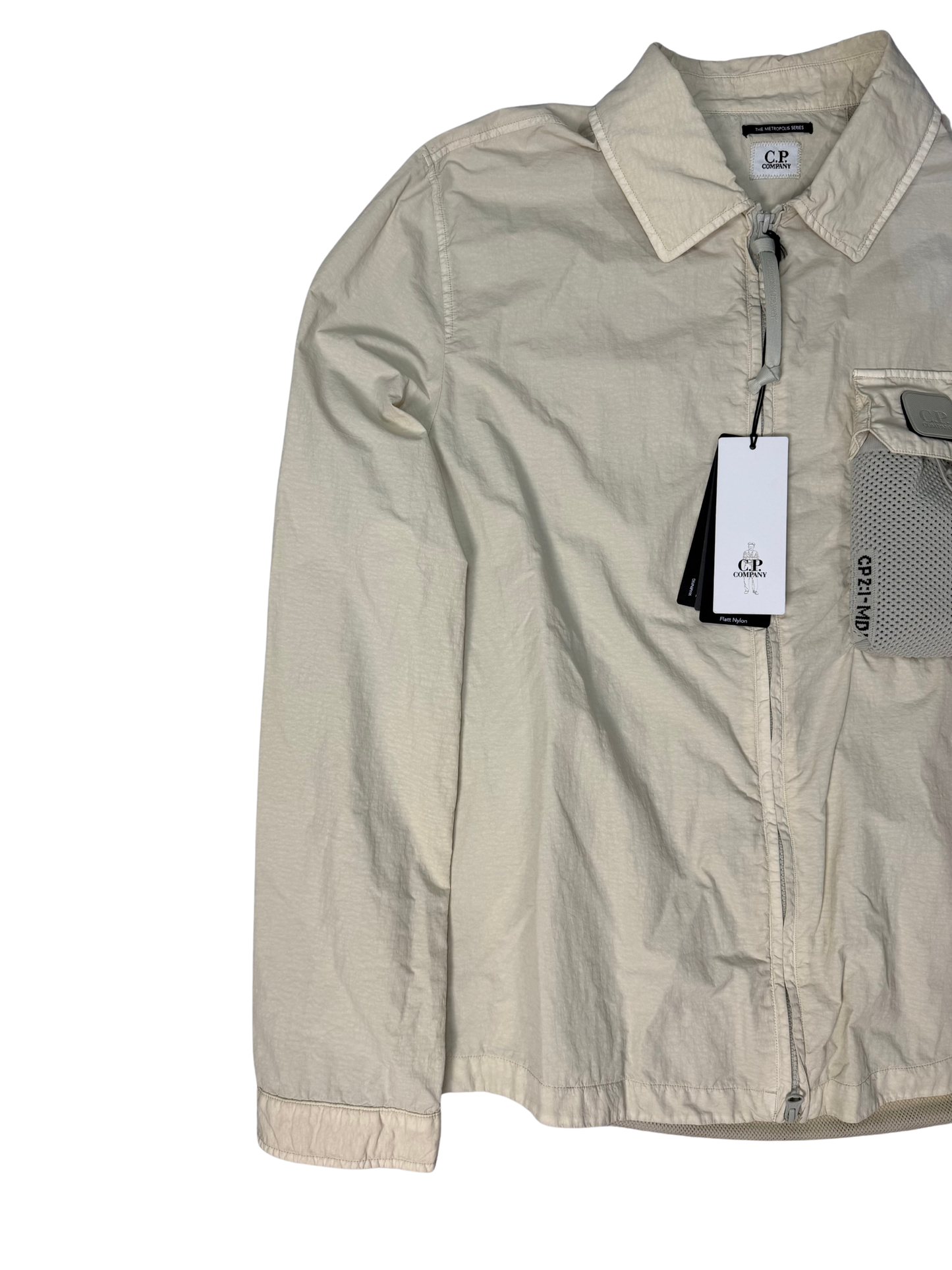 C.P.Company Overshirt Flatt Nylon Garment Dyeing Avorio